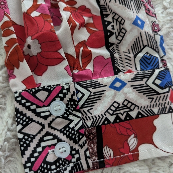 NWOT Patchwork Button-Front Dress - Picture 9 of 9